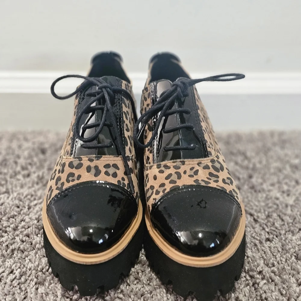 All Black Leopard Platform Shoes Size {37.} US size 7 By Anthropologie
